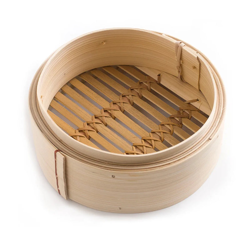 2 Pcs Chinese Dim Sum Cookers Household Lotus Leaf Rice Steamers Wooden Bamboo Steaming Tray Cooking Tools with Cover 8 Inch