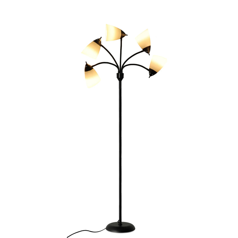 Depuley 3-Light 65" Gooseneck Tree Standing Floor Lamp Modern Flexible LED Adjustable Metal White Shades for Living Room E26