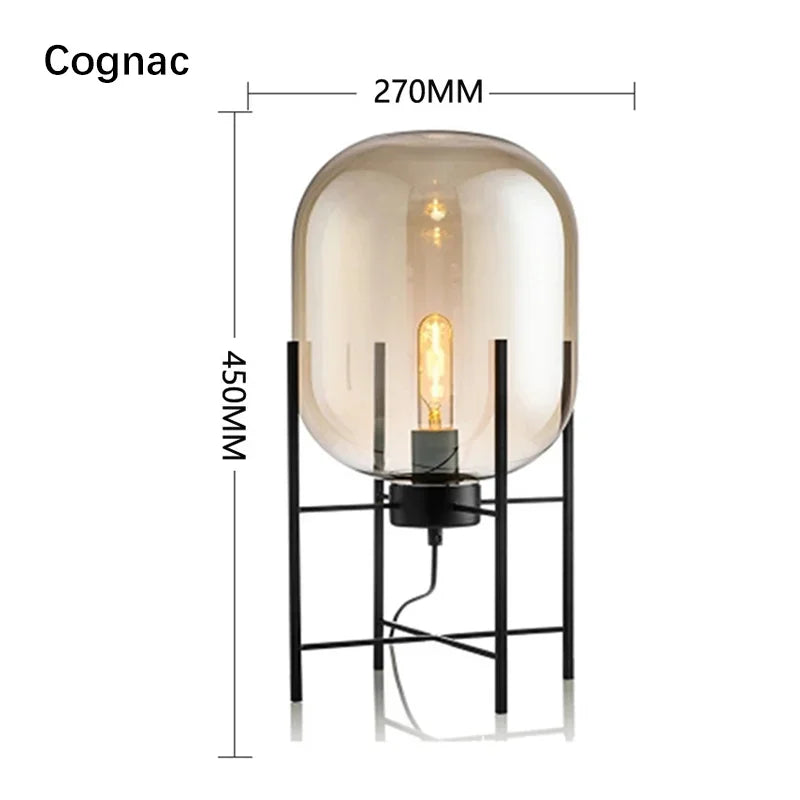 Post-Modern Nordic Glass LED Floor Lamp for Bedside Table Living Room Home Decor Villa Hotel Cafe Standing Light Industrial E27