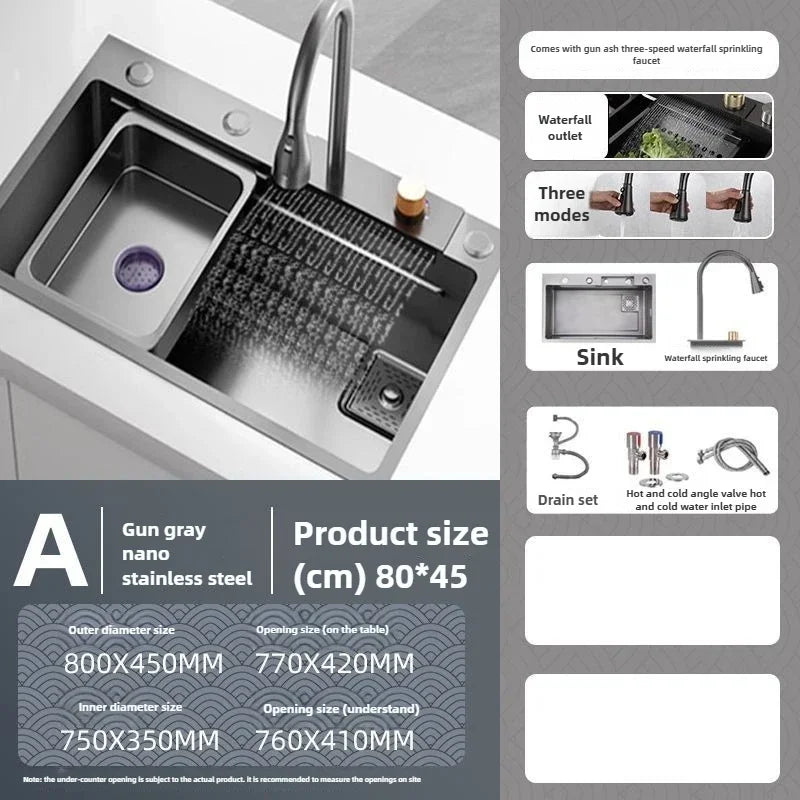 Kitchen Accessories Basin Large Thickened 304 Sink Stainless Steel Sink Single Vegetable Basin Dishwasher Table Stainless Steel