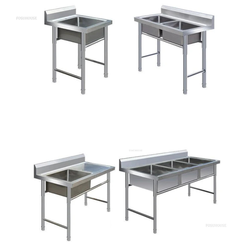 Stainless Steel Kitchen Sinks Washing Sink with Bracket Multifunctional Sinks for Restaurant Commercial Floor Dishwashing Sinks