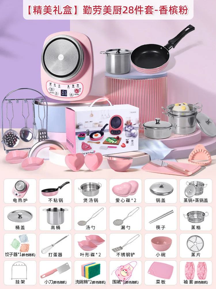 Children's Mini Kitchen Complete Cooking Girl Small Kitchen Set Children's Puzzle Play House Toys Real Cooking Food Set For Kids