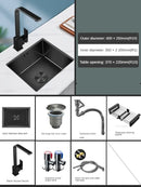 Household Black Sink for Kitchen Italian Metal Dry Handmade Kitchen Sinks Simple Small Light Luxury Kitchen Sinks for Bar
