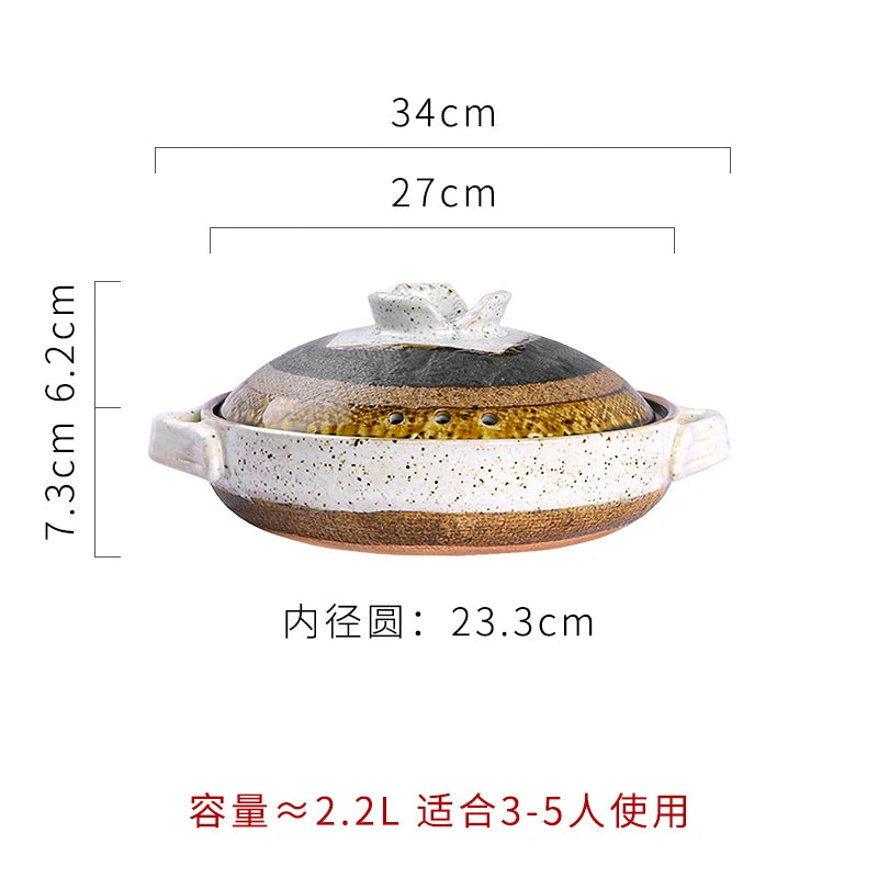 Japanese casserole soup stew pot ceramic high temperature resistant rice noodle stewpan gas cooker household saucepan 0.6-2.5L