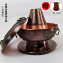 Old Beijing red copper hot pot antique thick pure handmade charcoal mandarin duck chafing dish Mongolian soup stewpan 30-40cm