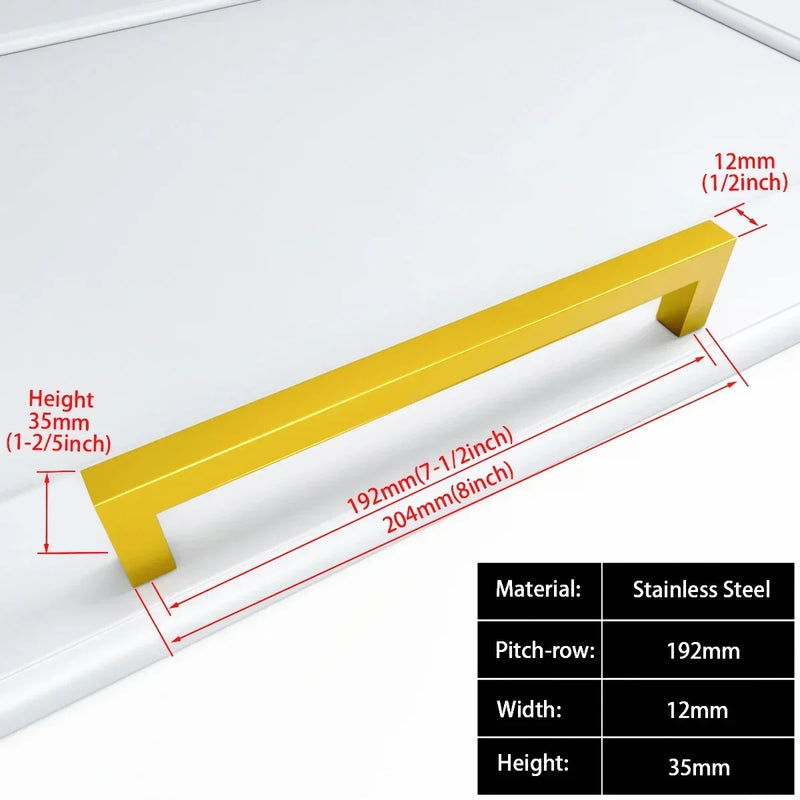 Square Furniture Hardware Black Cabinet Handle Stainless Steel Kitchen Door Knobs Cupboard Wardrobe Drawer Pulls