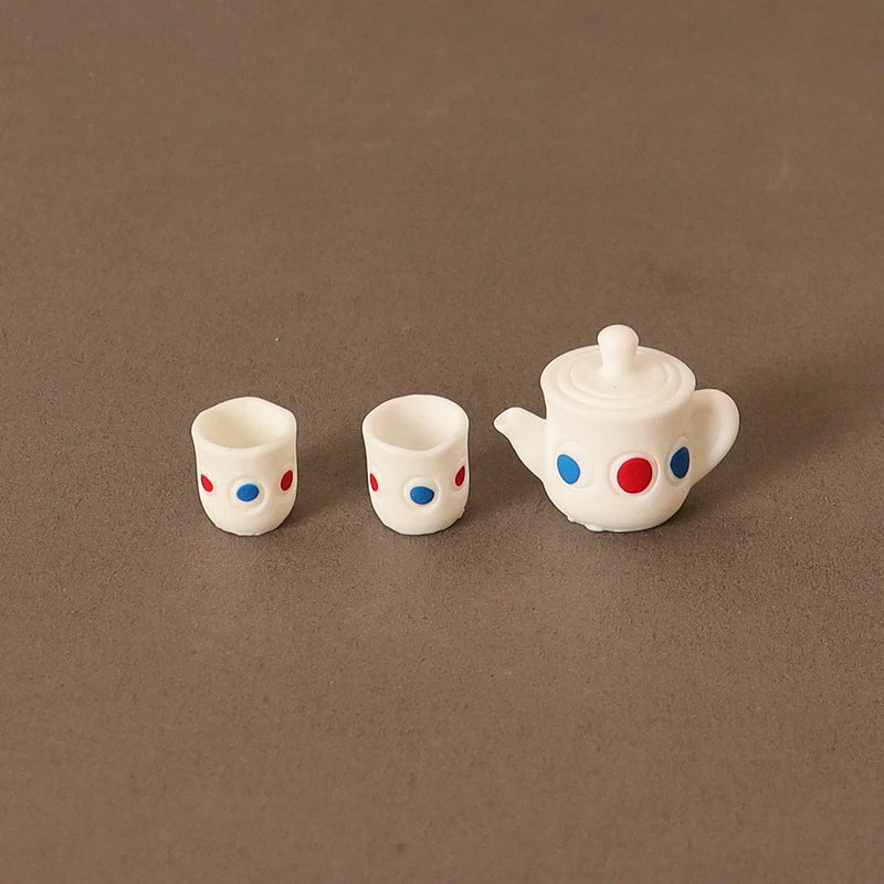3/5/6pcs 1/12 Dollhouse Miniature Accessories Ceramics Tea Set Model Kitchen Tableware