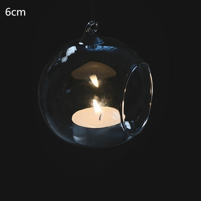 1Pcs Fashion Candle Holder Hanging Clear Globe Glass Terrarium Air Plant Decor for Your Family Dinner, Wedding, Party, etc