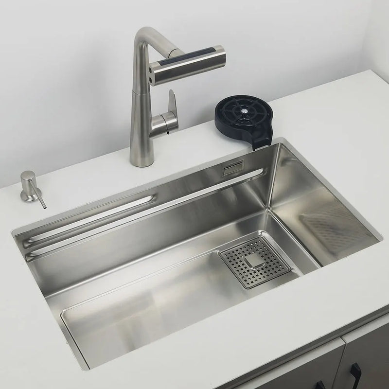 304 stainless steel undermount or Above Mount kitchen sink Washing Basin with Multifunctional waterfall kitchen faucet
