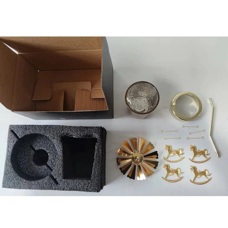 Rotating Candle Stick Holder Gold Candlestick Home Decoration Romantic Valentine's Gift Party Room Decor Carousel Candle Stand