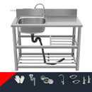 Household Vegetable Washing Basin with Bracket Commercial Stainless Steel Kitchen Sinks Kitchen Workbench Washing Single Sink