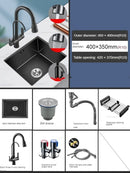 Household Black Sink for Kitchen Italian Metal Dry Handmade Kitchen Sinks Simple Small Light Luxury Kitchen Sinks for Bar