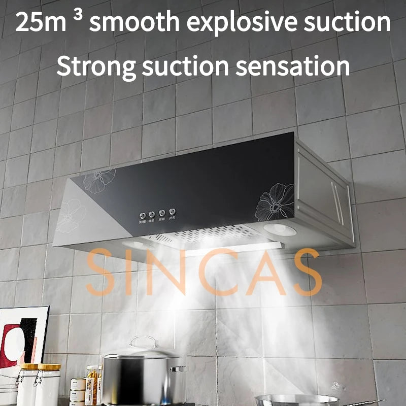 Kitchen Ventilator Suction Range Hood Strong Suction Force Small Stove Cooker Hood Ceiling Mounted Smart Cleaning Exhaust Hood