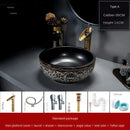 European Retro Bathroom Sinks Ceramic Home Bathroom Washbasins Countertop Basin Small Size Washing Sink Round Single Wash Basin