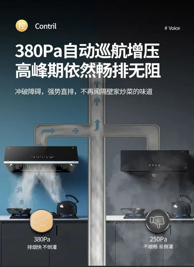 Household kitchen high suction range hood European style top suction range hood