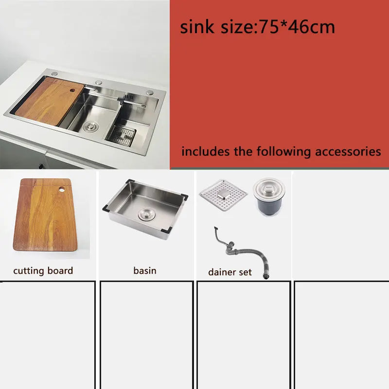 kitchen Sink 304 Stainless Steel sinks Above Counter Washing Basin with chopping board  cup washer multifunctional kitchen sink