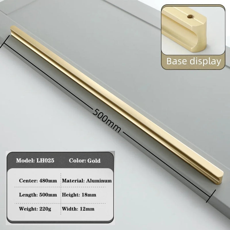 500mm 800mm 1000mm Closet Kitchen Cabinet Pull Long Handles for Wardrobe and Cupboard Drawer Knobs Furniture Handles Pulls