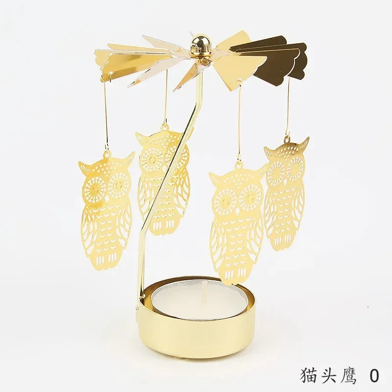 Multi-shape Rotating Candlesticks Snowflake Angel Romantic Tea Party Candle Holder Wedding Christmas Metal Home Decor