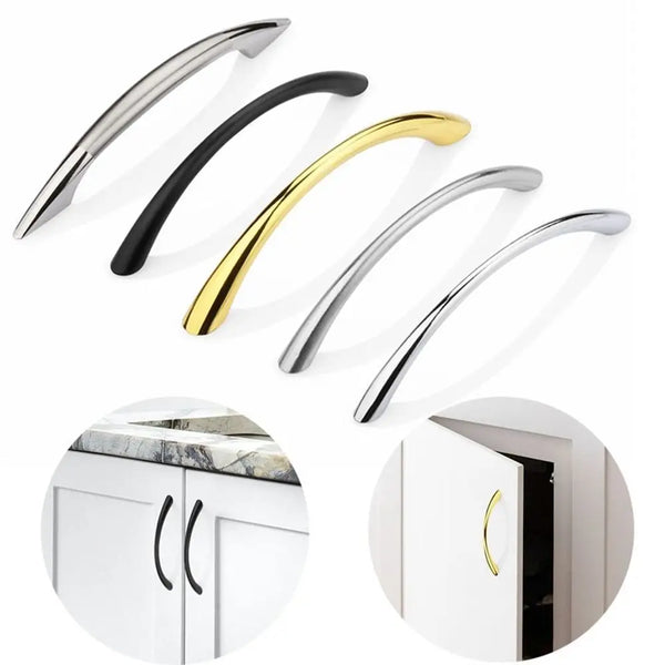 Curved Handles Wardrobe Cabinet Pull Handles Drawer Knobs Zinc Alloy Cupboard Door Handle Furniture Fitting Home Hardware