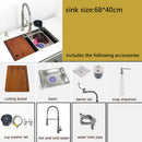 304 stainless steel undermount or Above Mount kitchen sink Washing Basin with Multifunctional waterfall kitchen faucet