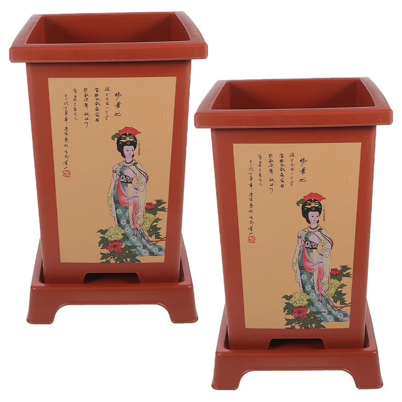 2 Sets Orchid Pot Large Flower Pots Decor Plant Planter Small Indoor Plants Nursery for Resin Spring Outdoor Potted