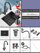 Household Black Sink for Kitchen Italian Metal Dry Handmade Kitchen Sinks Simple Small Light Luxury Kitchen Sinks for Bar