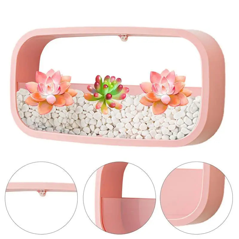 Wall Hanging Planter Rectangle Design Wall-Mounted Flower Pot Simple Stylish Geometric Wall Mounted Air Plants Pot Holder Decor