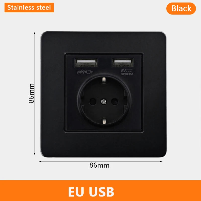 Eu Black Retro Toggle Wall Light Switch belt. Antique Switch socket with USB charging. 220V1gang2way Speed control switch