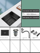 Household Black Sink for Kitchen Italian Metal Dry Handmade Kitchen Sinks Simple Small Light Luxury Kitchen Sinks for Bar