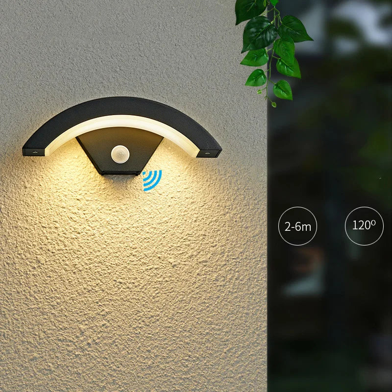 18W 24W 30W Moden waterproof outdoor wall lamp PIR motion sensor wall light Garden porch frontdoor black aluminum lamp body