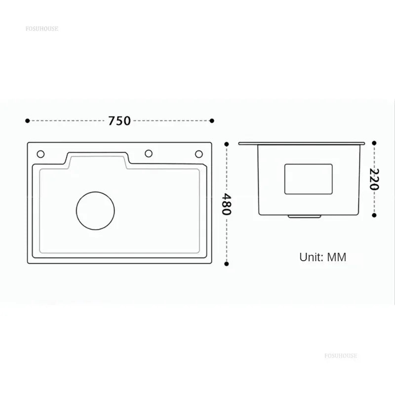 Light Luxury Silver Nano Sink for Kitchen Modern Stainless Steel Three-hole Kitchen Sinks Creative Household Sinks for Balcony