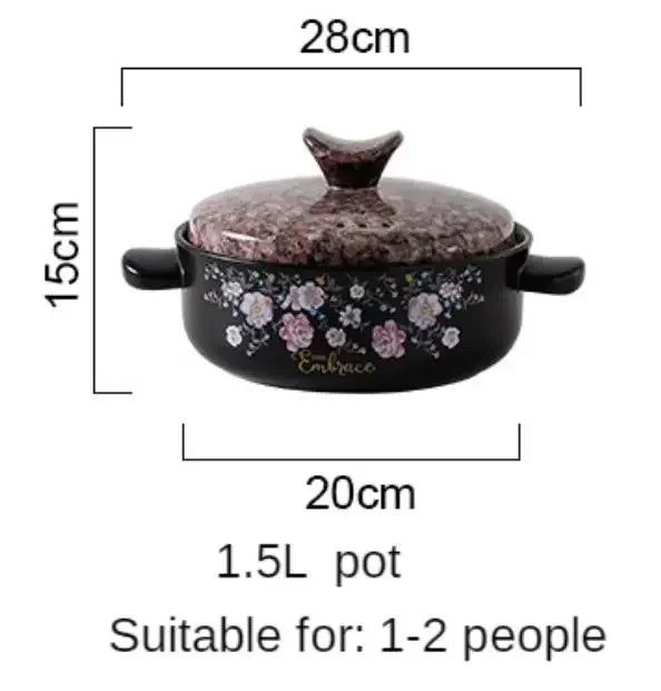 Terracotta Casserole Korean Flower Clay Pot Ceramic Soup Pots Saucepan Stewpan Cooking Pan Home Kitchen Supplies Cookware