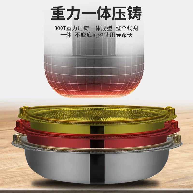 304 three-layer stainless steel Japanese sukiyaki stewpan hanging wire soup mandarin duck hammer printing hot pot chafing dish