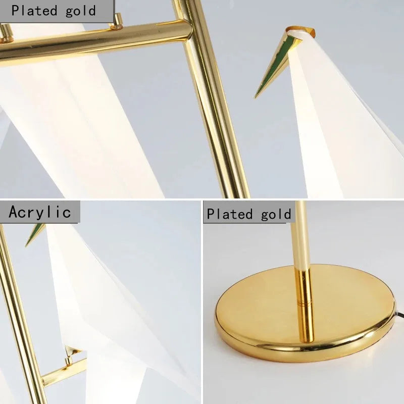 Perch Light Floor Lamp Led Designer gold Origami Bird Standing Lamps for Living Room creative Art Deco safaside corner Lamp