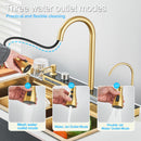 Brushed Gold Waterfall Sink Kitchen Intelligent Digital Display Temperature Control Large Single Slot pull Out Faucet Pure Water