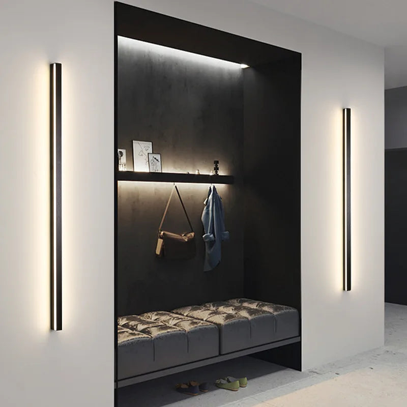 Line Extremely Long LED Wall Lamp 110V 220V 60~240CM Minimalist Sconce For Indoor TV Background Aisle Living Room Villa Lighting