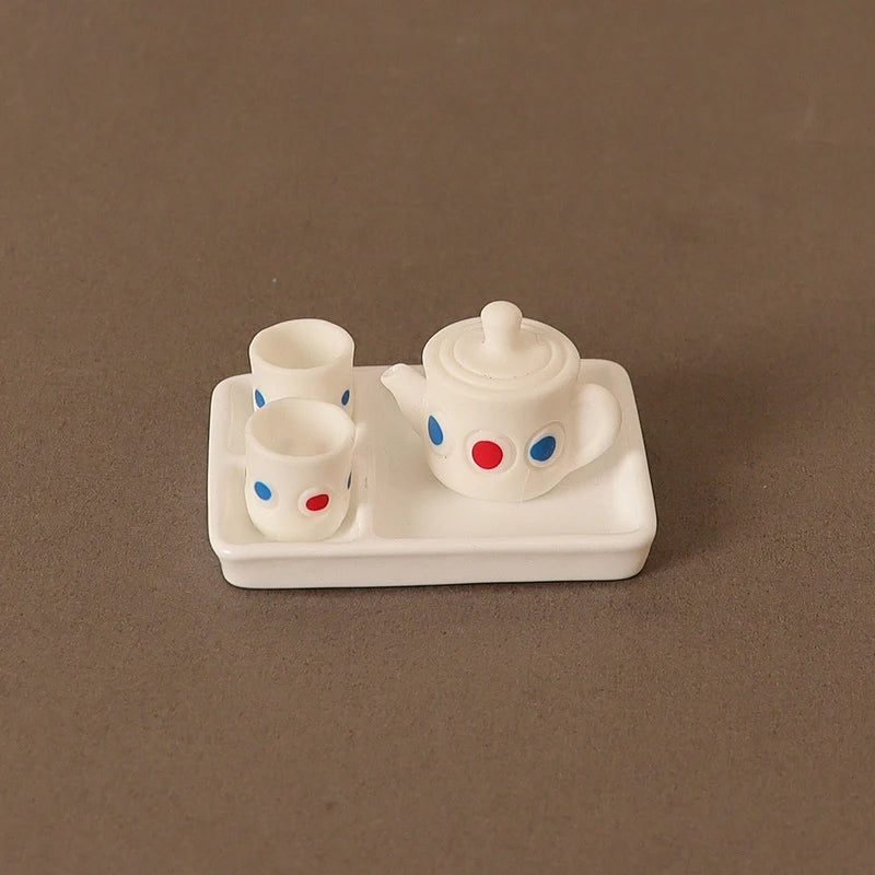 3/5/6pcs 1/12 Dollhouse Miniature Accessories Ceramics Tea Set Model Kitchen Tableware