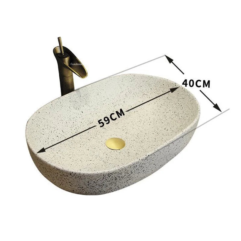 Modern Countertop Basin Vintage Bathroom Sinks Simple Ceramic Oval Washbasins Luxury Square Bathroom Washbasins Kitchen Sink GL