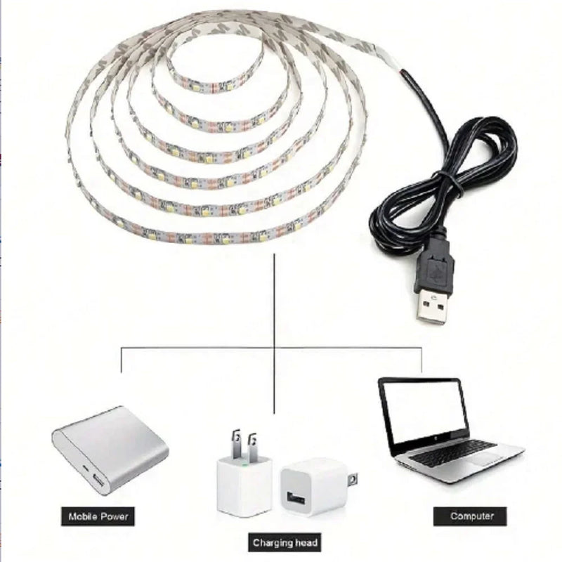 DC5V USB LED Flexible Strip Light 1-5m White Warm Color SMD2835 Interface TV Computer Backlight Living Room DIY Lamp