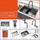 Nordic Metal Kitchen Sinks for Bar Counter Smart Digital Display with Cup Washer Sinks Light Luxury Design Sink for Dining Room