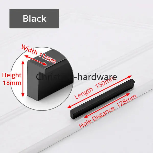 Fashion Black Hidden Cabinet Handles Aluminum Alloy Kitchen Handles Cupboard Pulls Drawer Knobs Furniture Room Door Hardware