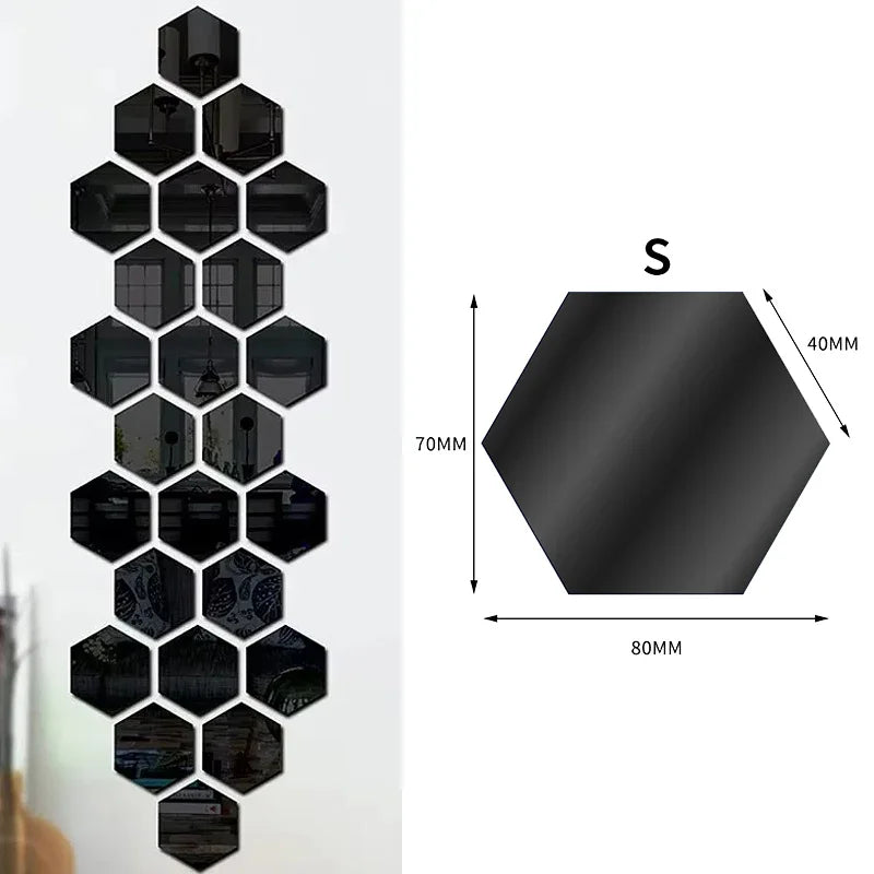Wholesale Acrylic Hexagon Mirror Wall Stickers Self Adhesive Solid Paster DIY Tile Decals Living Room Art Decoration Ornaments