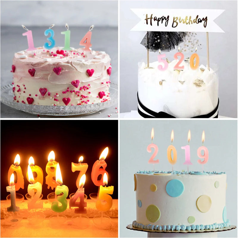 10 Pcs Candles for Cake Delicate Number Decorating Topper Decors Numeral Cakes Birthday Favors Crystal