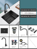Household Black Sink for Kitchen Italian Metal Dry Handmade Kitchen Sinks Simple Small Light Luxury Kitchen Sinks for Bar