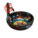 American Art Bathroom Sinks European Ceramic Wash Basin Retro Home Round Single Basin Balcony Toilet Creative Hand Painted Basin