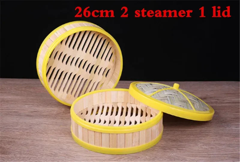 Bamboo wooden Steamer Kitchen Cookware Fish Rice Dim Sum Basket Rice Cooker With Lid food stuffed bun steamer 12” bamboo steamer