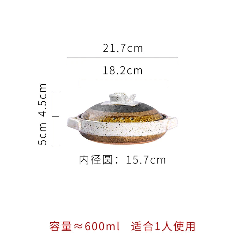 Japanese casserole soup stew pot ceramic high temperature resistant rice noodle stewpan gas cooker household saucepan 0.6-2.5L