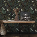 Tropical Moss Leaf Peel and Stick Wallpaper Black Floral Self Adhesive Removable Floral Contact Paper for Bedroom Walls Cabinets