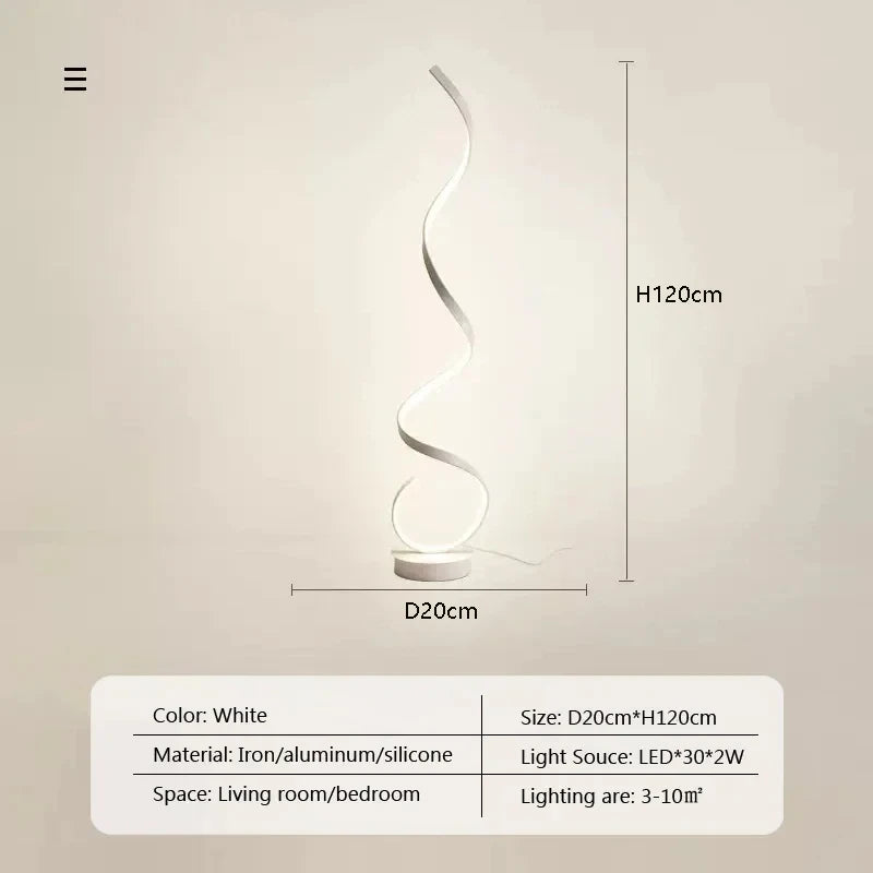 Modern LED Floor Lamp Smart Remote Control Spiral Light Bedroom Living Room Kitchen Sofa Corner Vertical Home Led Lighting Lamps
