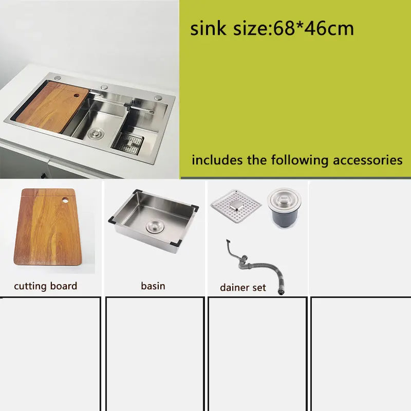 kitchen Sink 304 Stainless Steel sinks Above Counter Washing Basin with chopping board  cup washer multifunctional kitchen sink